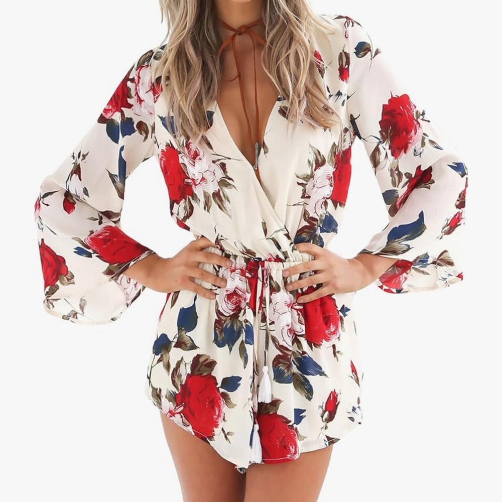 Floral Print Women's Romper